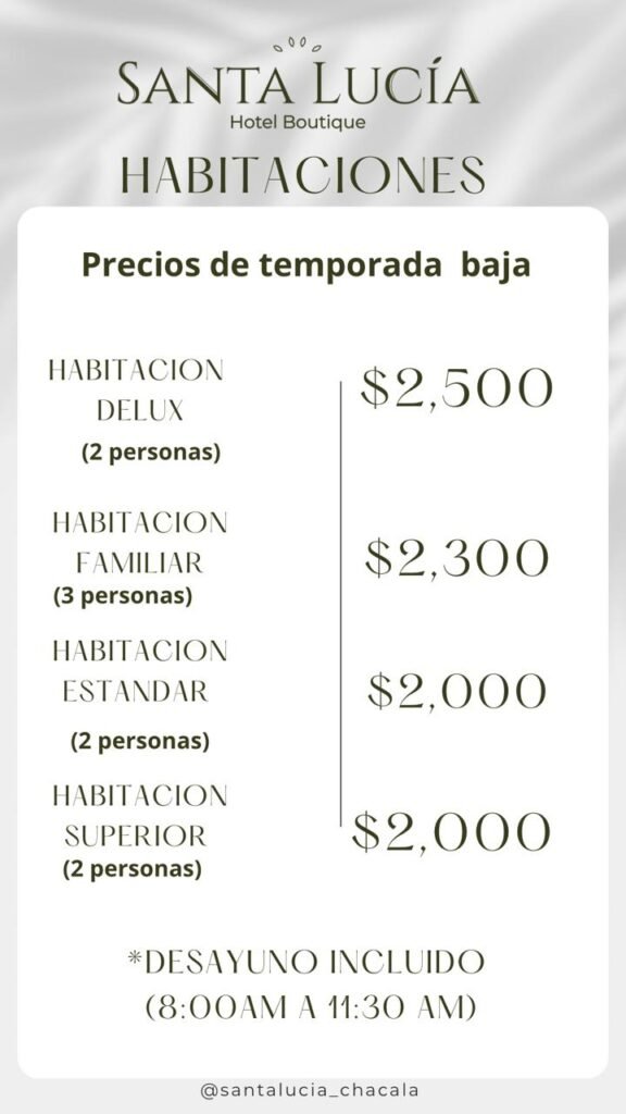PRECIOS HABITACIONES TEMPORADA BAJA